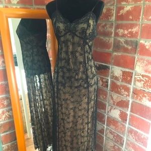 Elegant Victoria's Secret Black Lace/Nude Gown